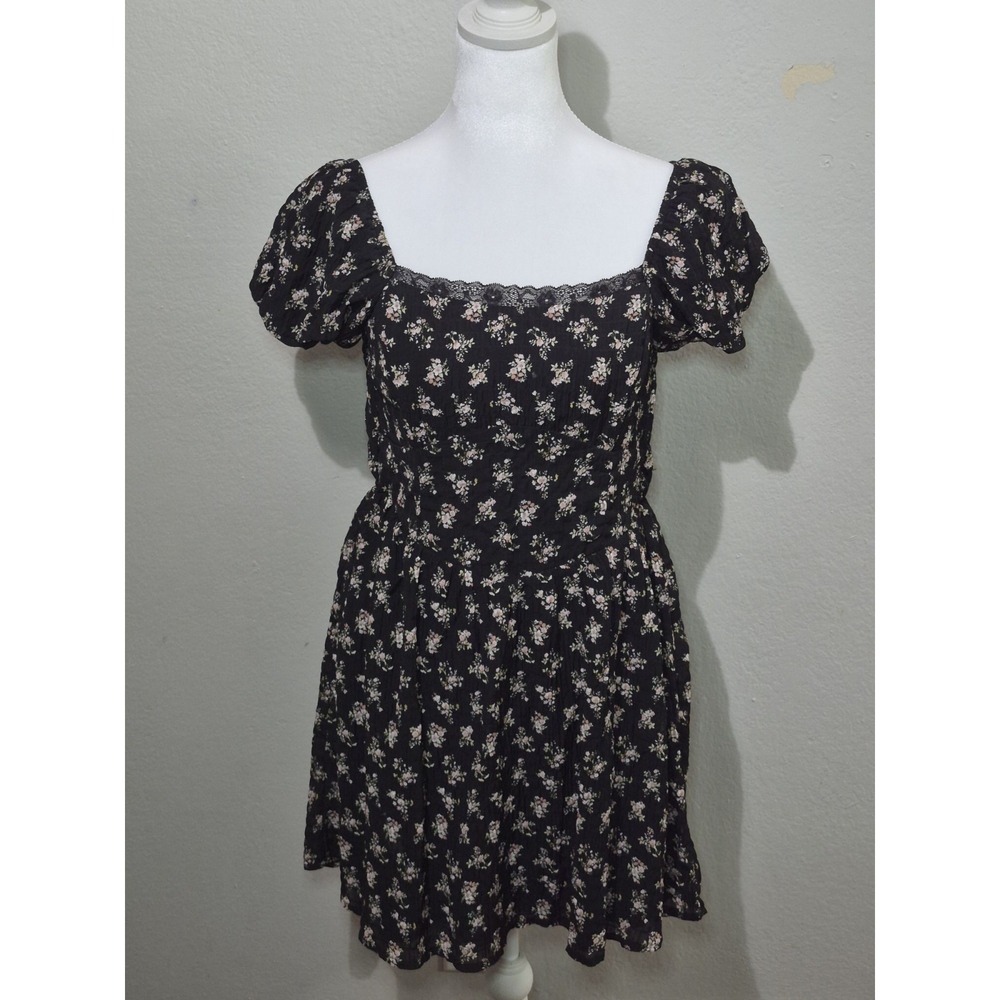 Dizzy Gal Smocked Floral Blouse Women's Puff Sleeves BabyDoll Cottagecore Sz L